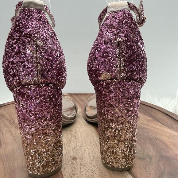 Charlotte Russe Shoes Womens Size 6 Purple Glitter Ombre Block Heel Ankle Strap - Picture 5 of 12